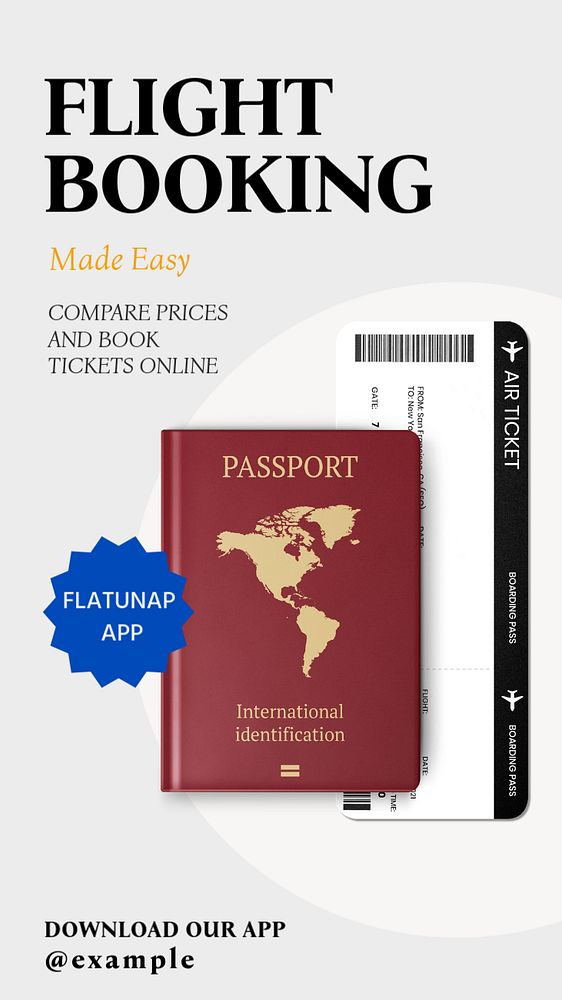 Flight booking  Instagram story template, editable text