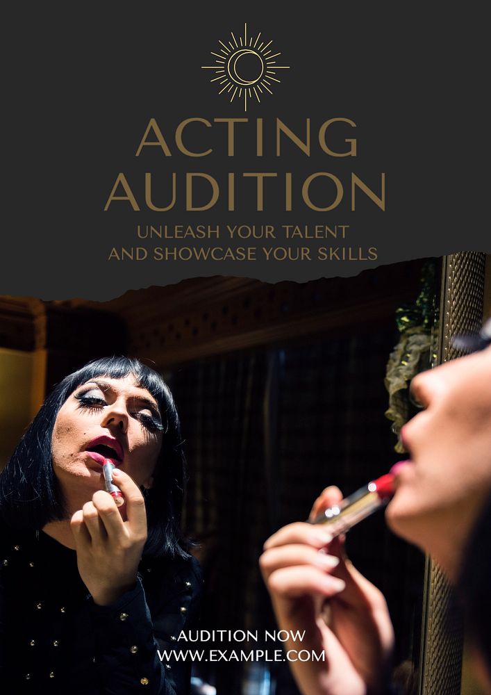 Acting audition poster template, editable text and design