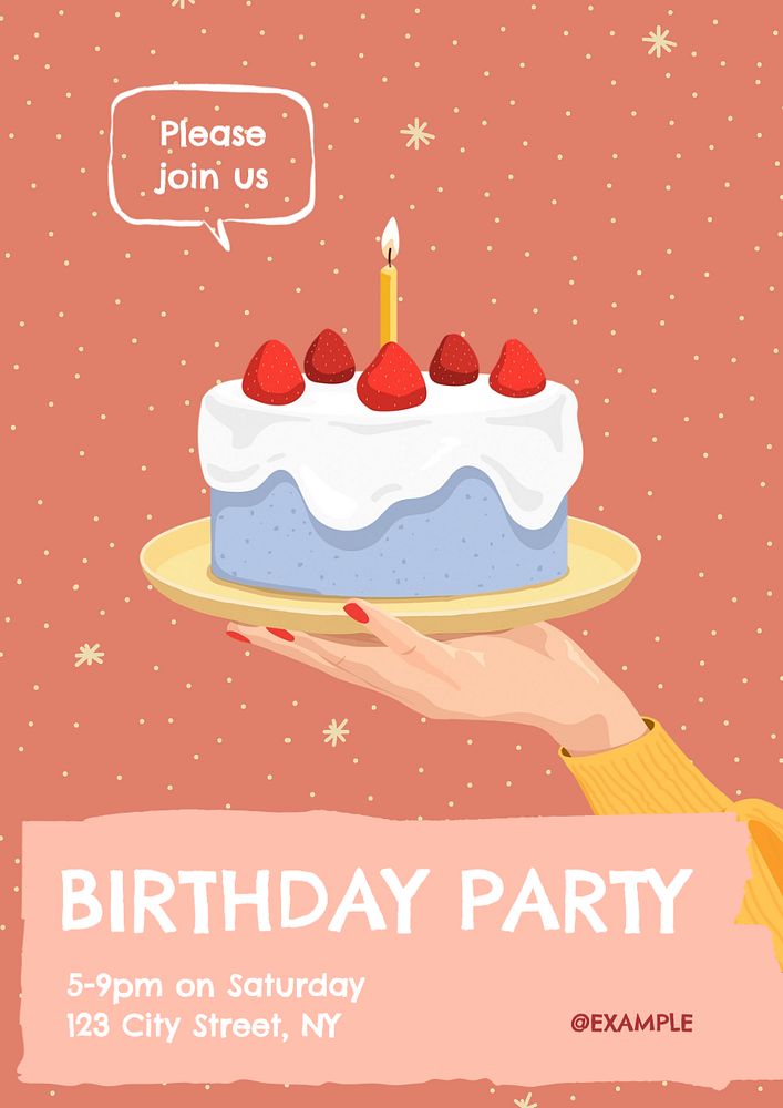 Birthday party  poster template, editable text and design