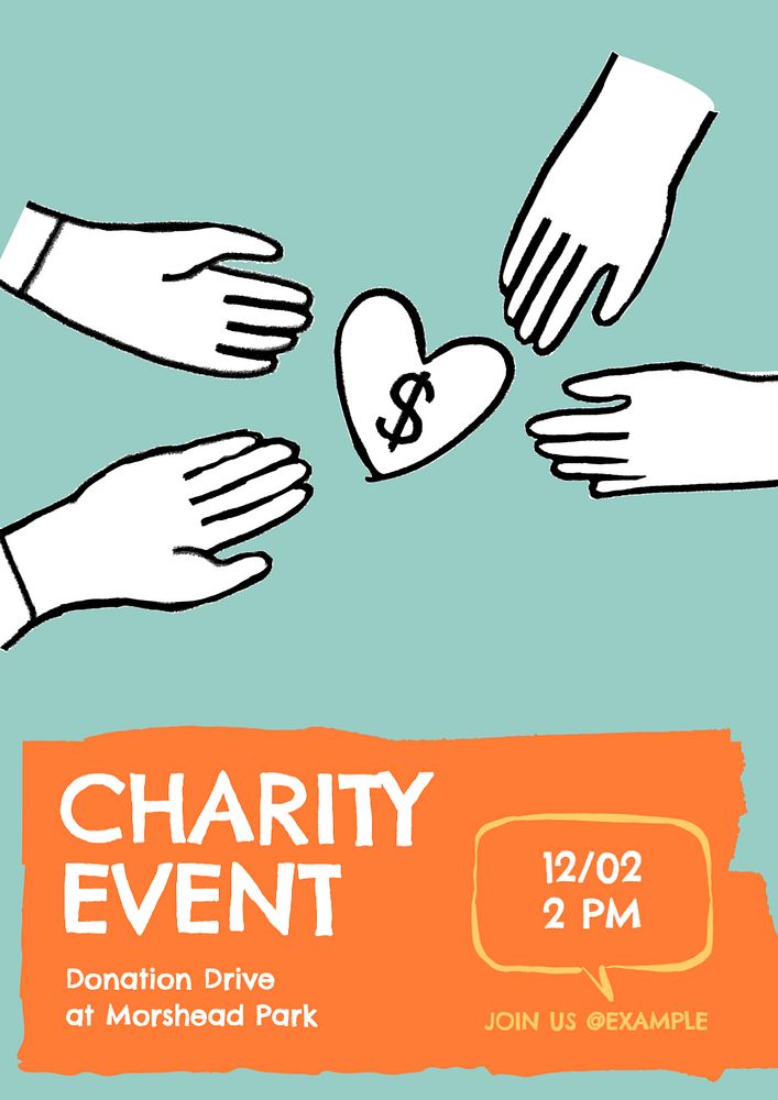 Charity event  poster template, editable text and design