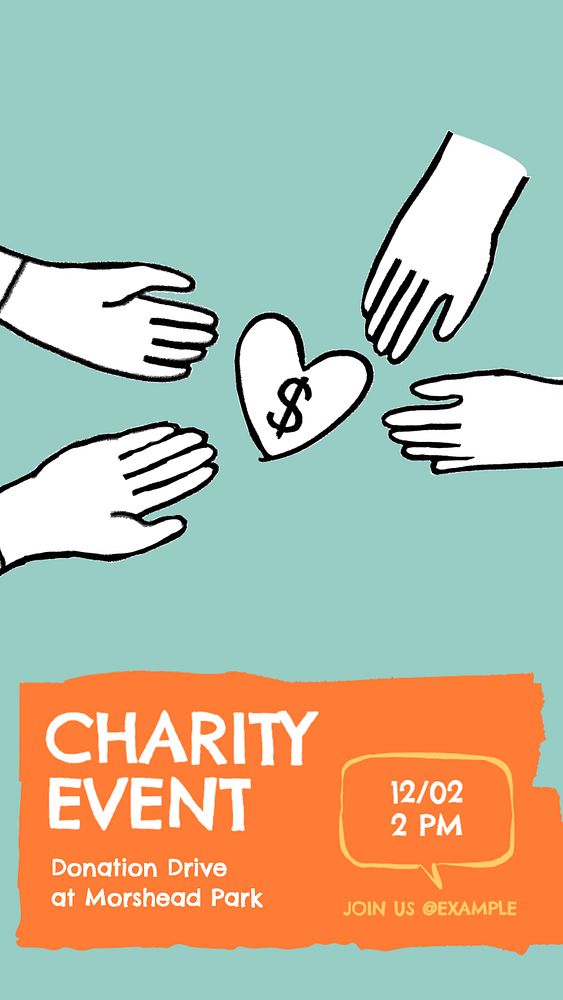 Charity event  Instagram story template, editable text