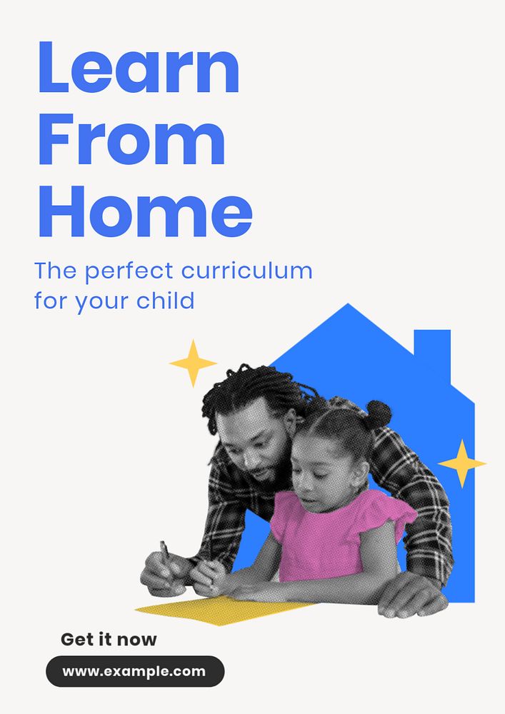 Home school  poster template, editable text and design