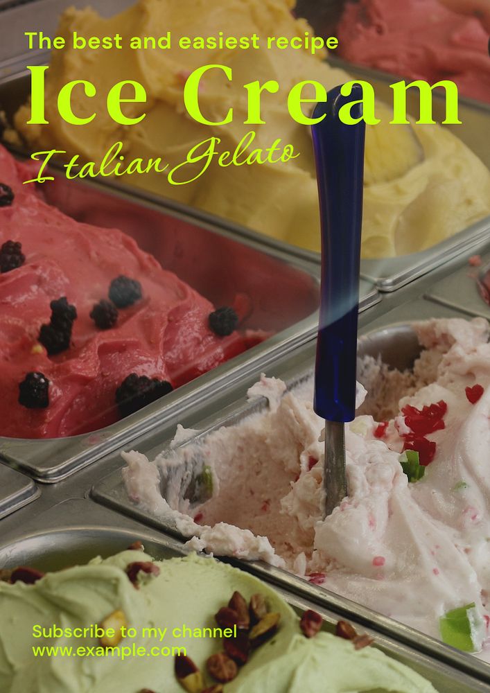 Gelato ice cream  poster template, editable text and design