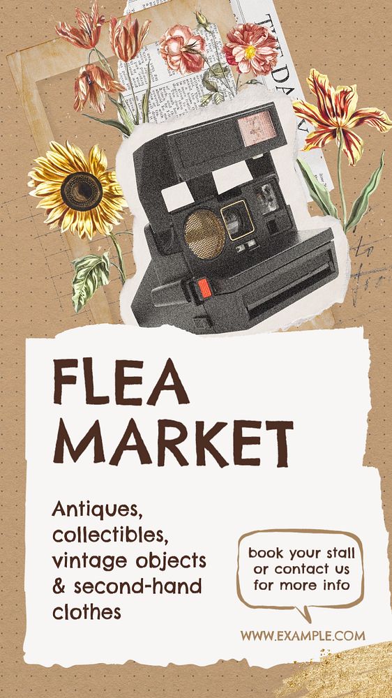 Flea market Instagram story template, editable text