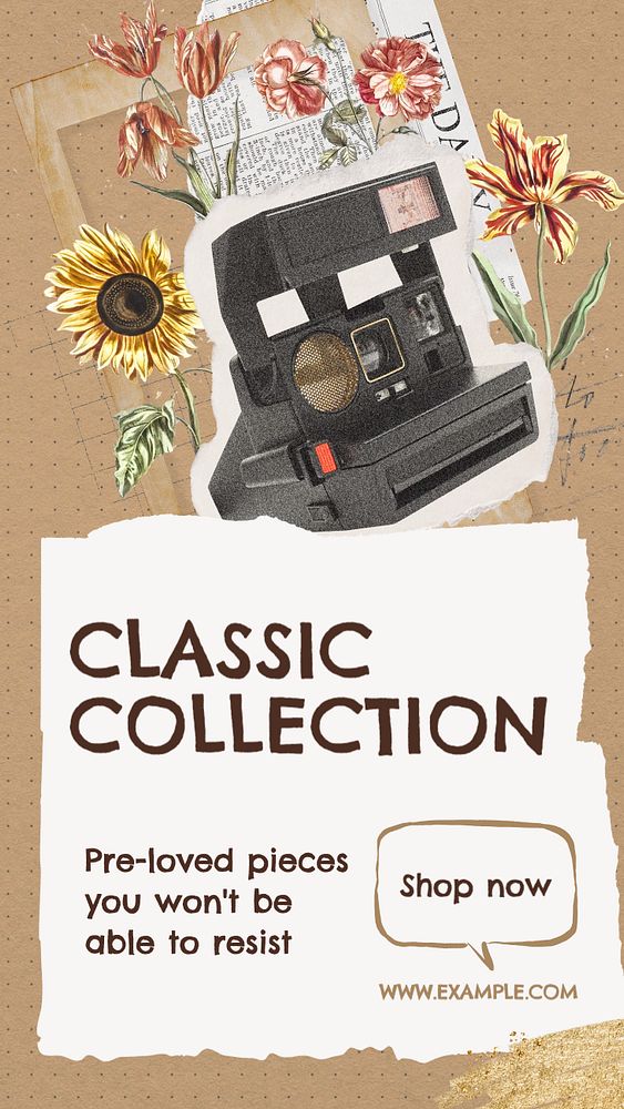 Classic collection Instagram story template, editable text