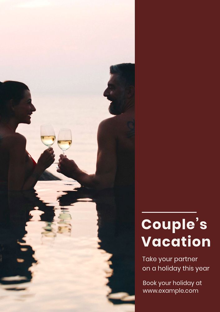 Couple's vacation  poster template, editable text and design