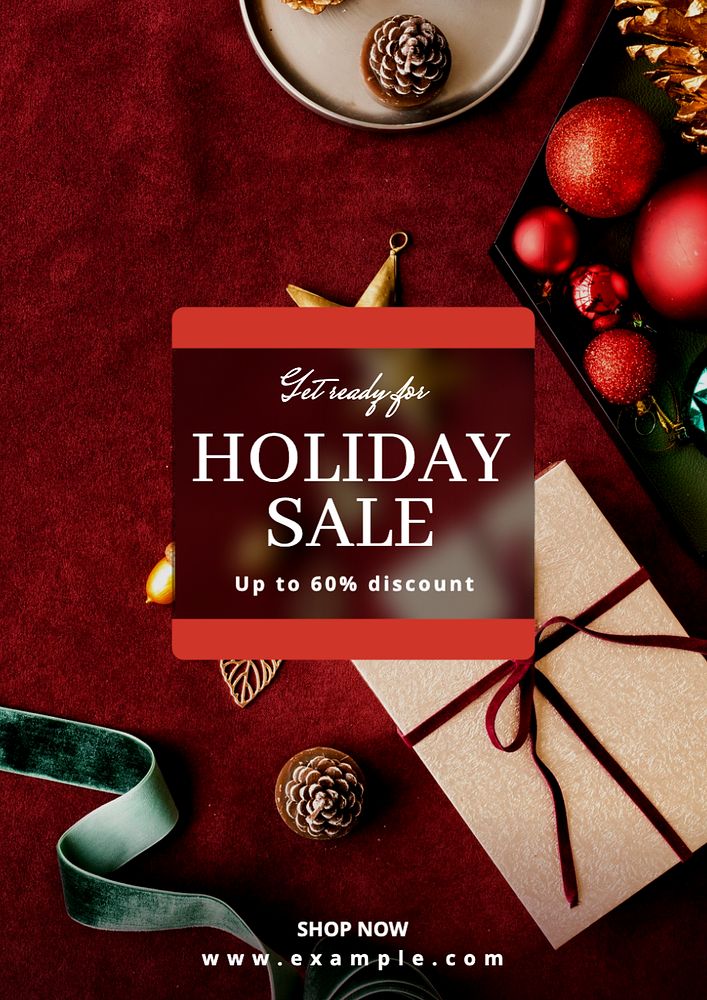 Holiday sale  poster template, editable text and design