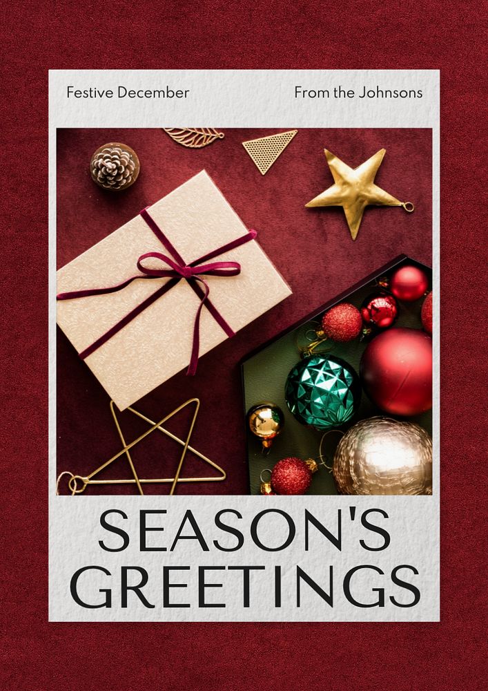 Season's Greetings  poster template, editable text and design