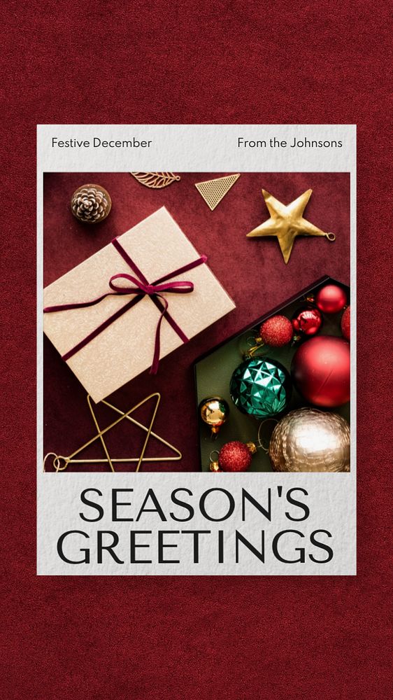 Season's Greetings  Instagram story template, editable text