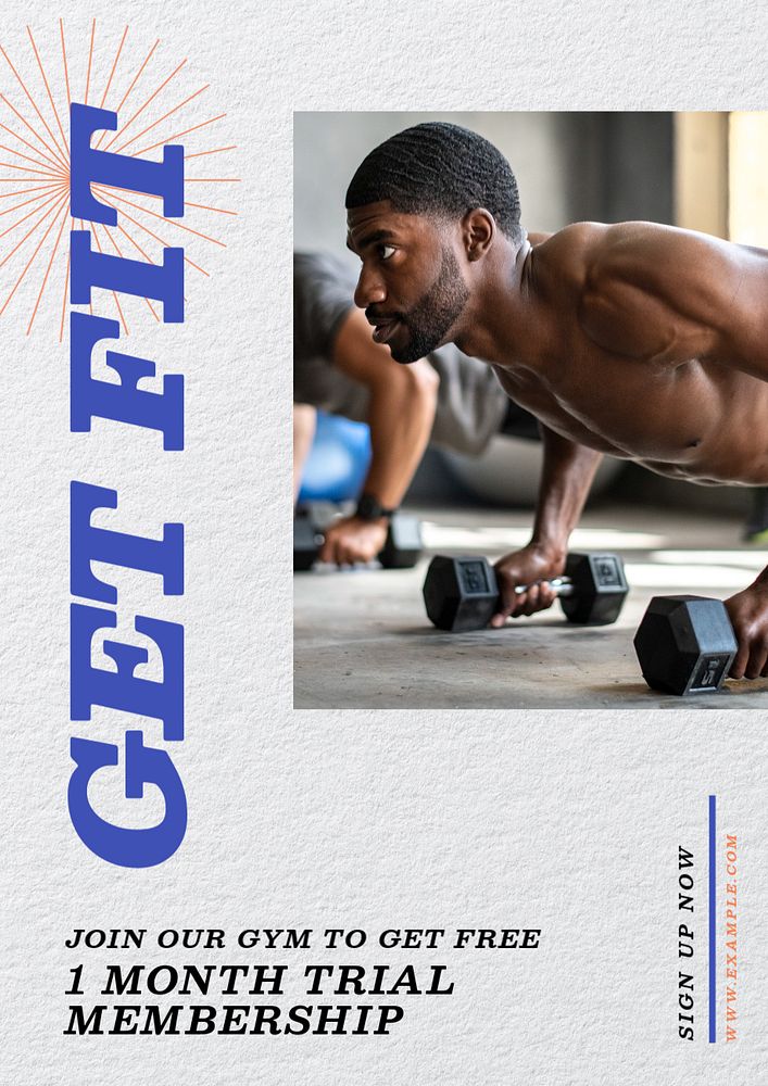 Get fit  poster template, editable text and design