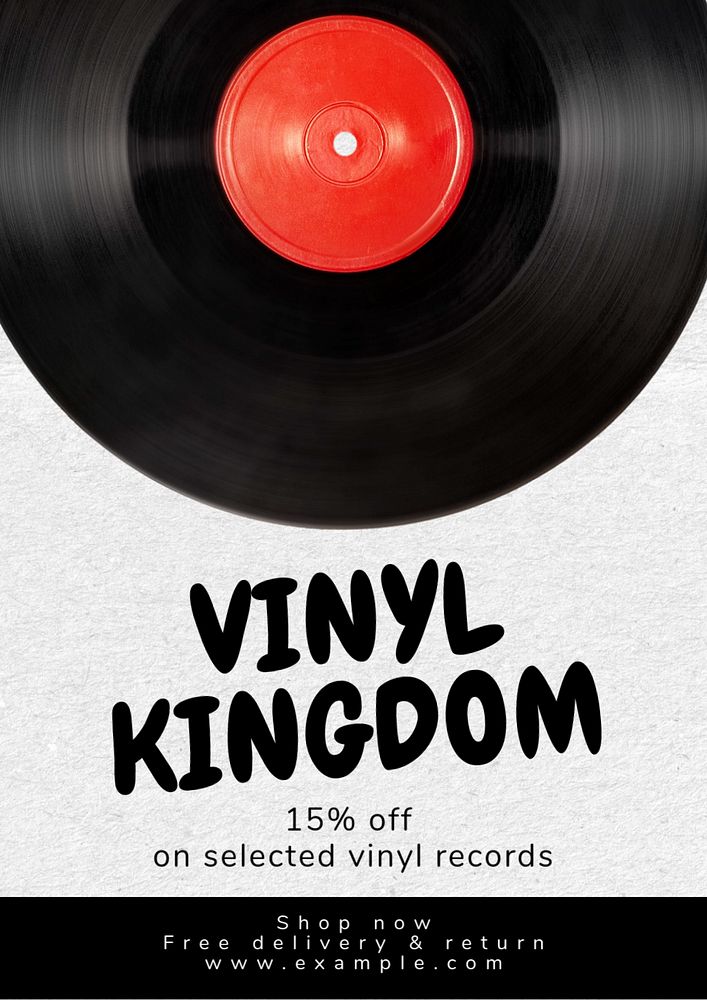 Vinyl record sale  poster template, editable text and design