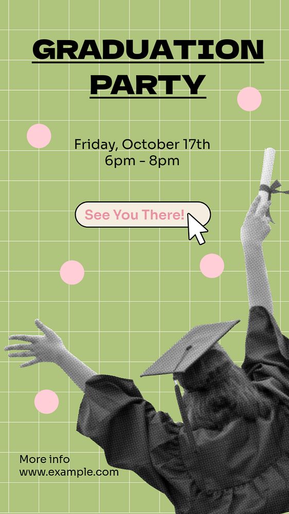 Graduation party invitation  Instagram story template, editable text