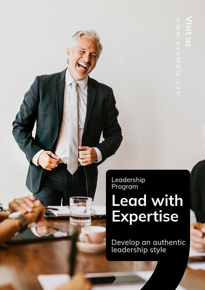 Lead with expertise  poster template, editable text and design