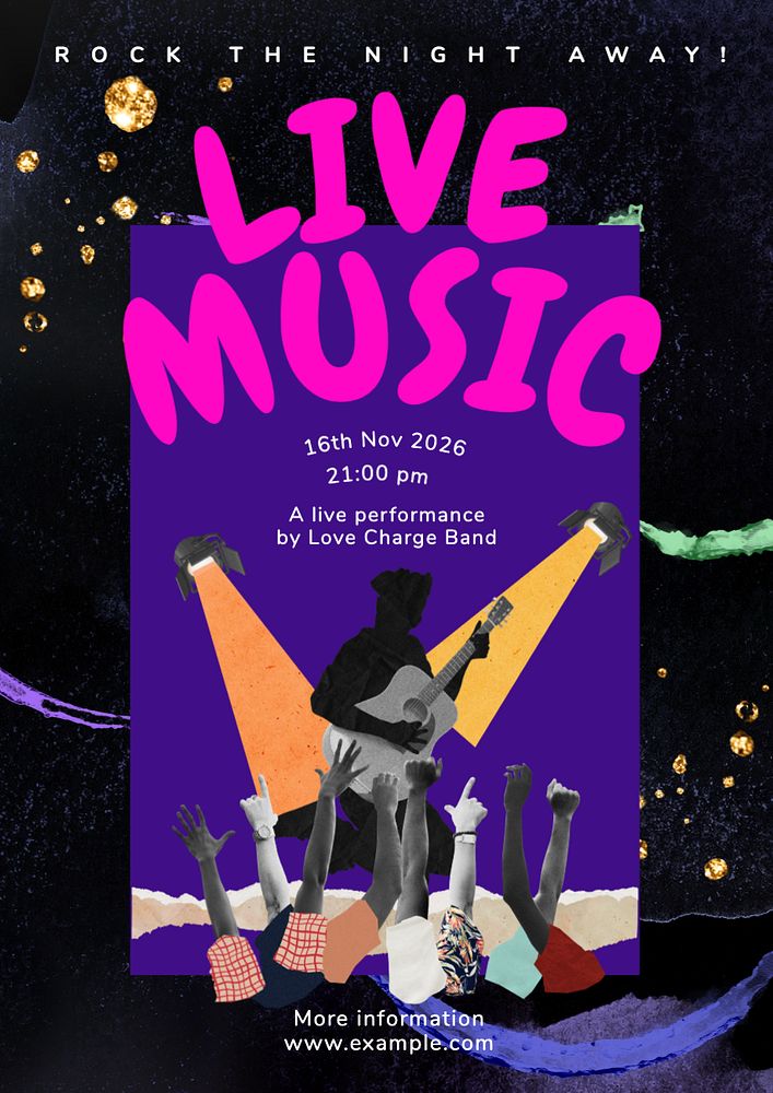 Live music  poster template, editable text and design