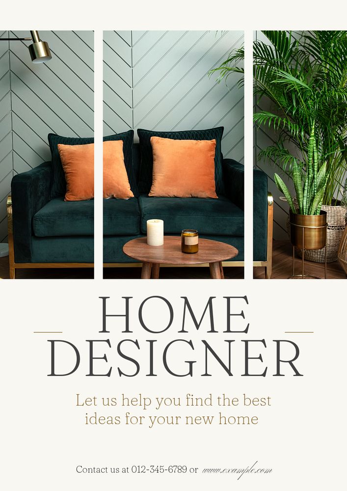 Home designer  poster template, editable text and design