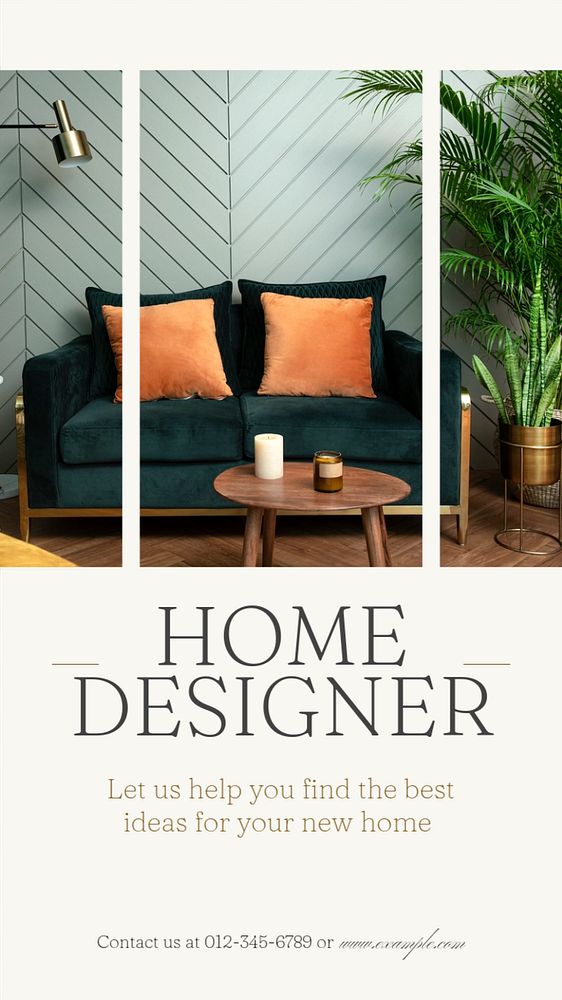 Home designer  Instagram story template, editable text