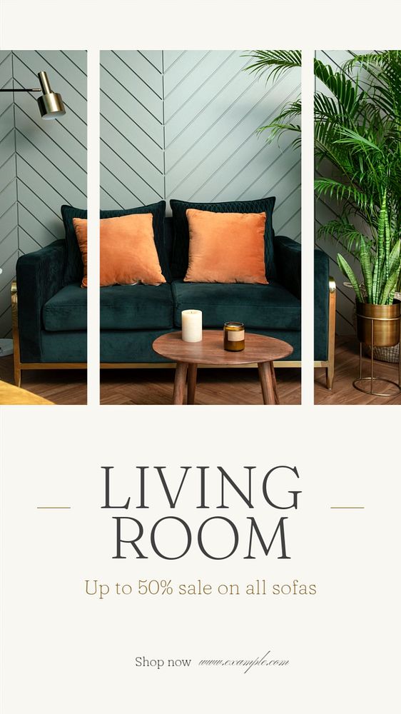 Living room sale  Instagram story template, editable text