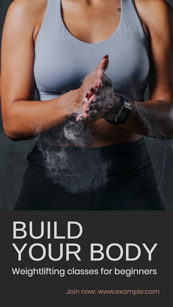 Build your body  Instagram story template, editable text