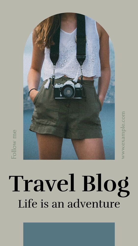 Travel blog  Instagram story template, editable text