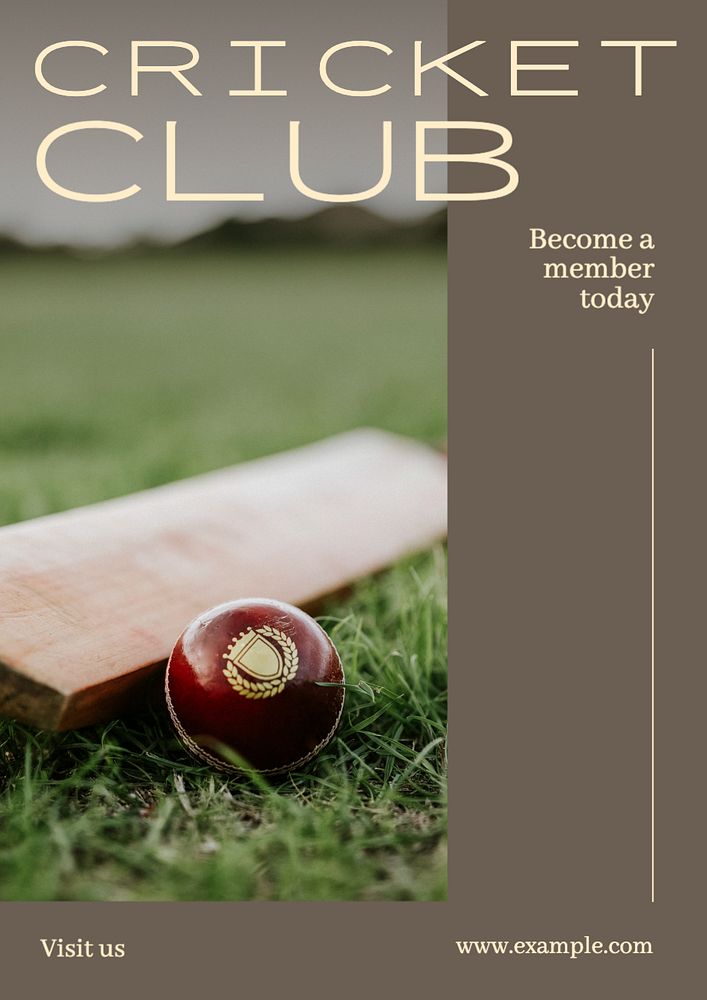 Cricket club  poster template, editable text and design