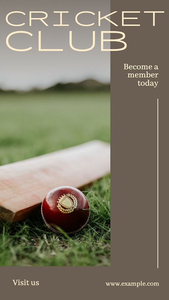 Cricket club  Instagram story template, editable text