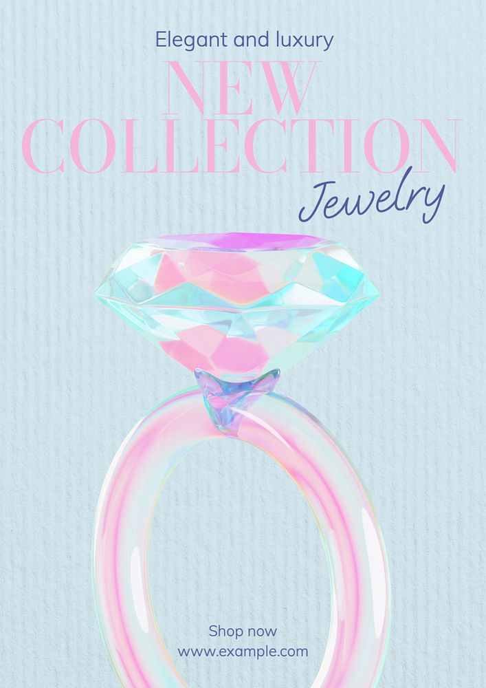 New jewelry collection poster template, editable text and design