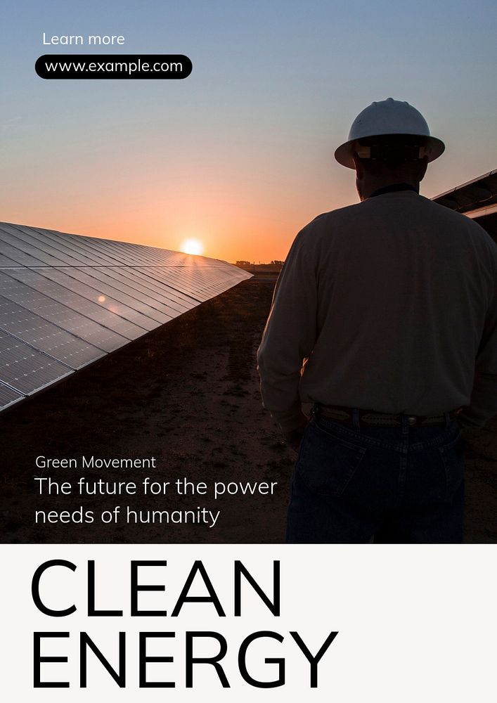 Clean energy  poster template, editable text and design