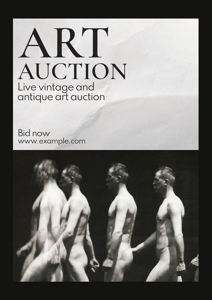 Art auction  poster template, editable text and design