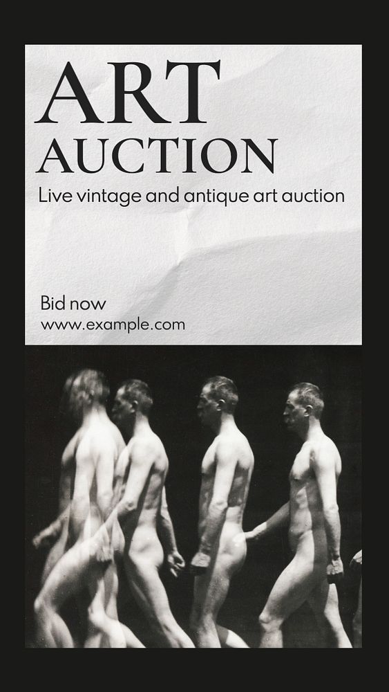 Art auction  Instagram story template, editable text