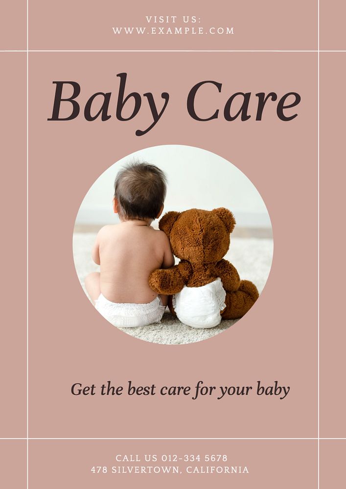 Baby care poster template, editable text and design