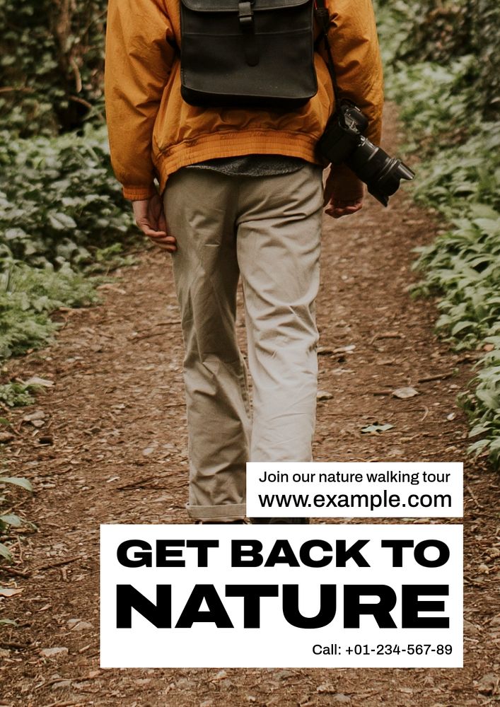 Get back to nature  poster template, editable text and design