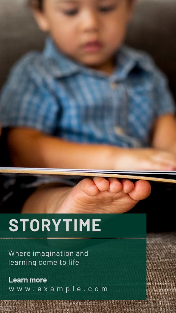 Story time Instagram story template, editable text