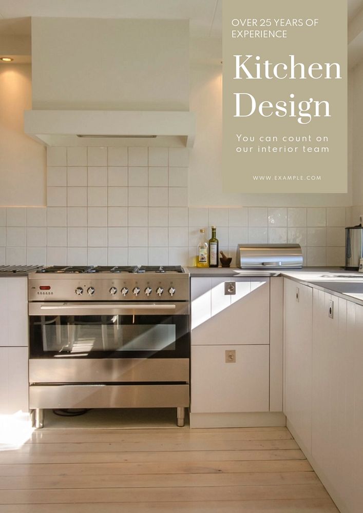 Kitchen design  poster template, editable text and design