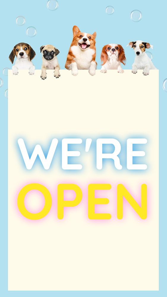 We're open Instagram story template, editable text