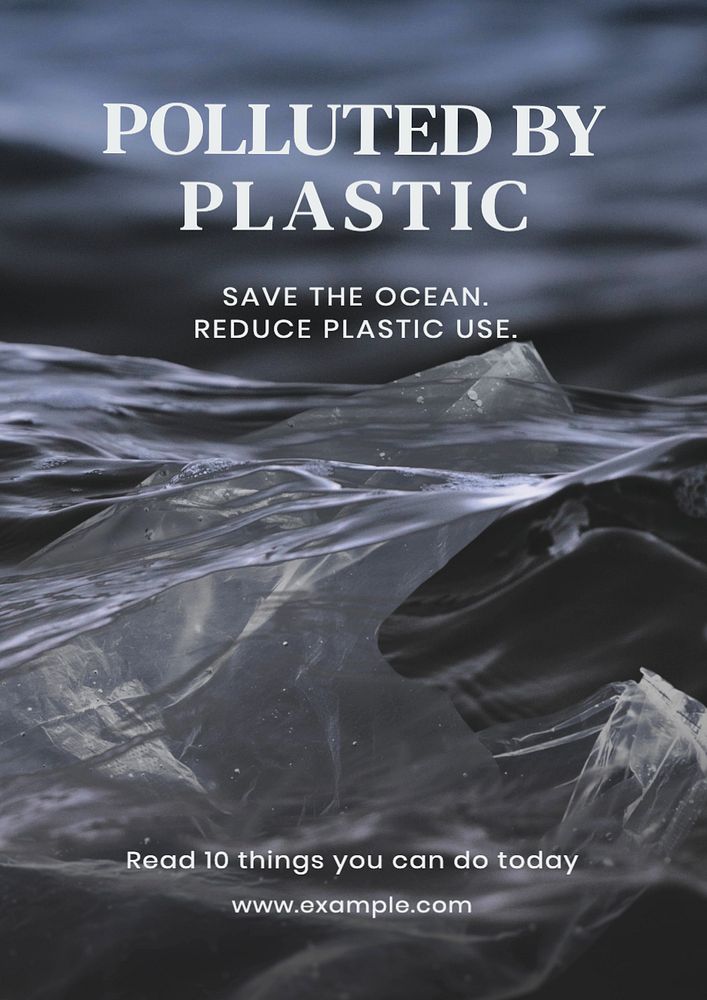 Plastic pollution poster template, editable text and design