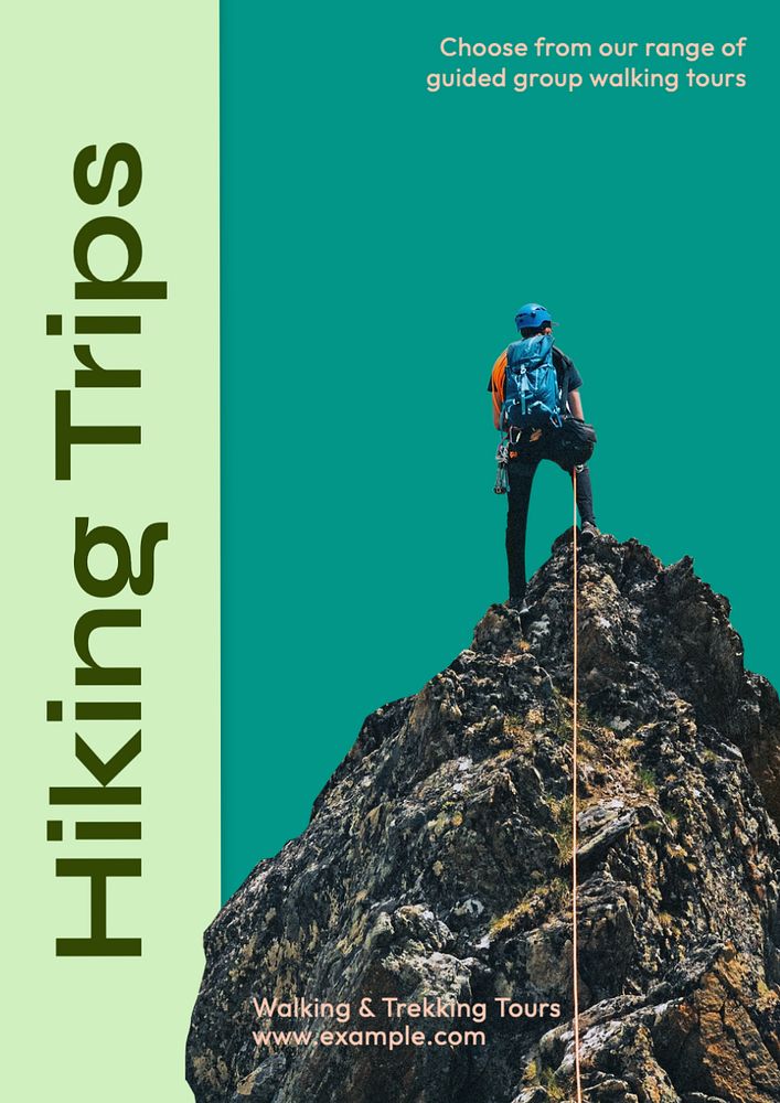 Hiking trips  poster template, editable text and design