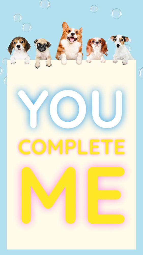 You complete me Instagram story template, editable text