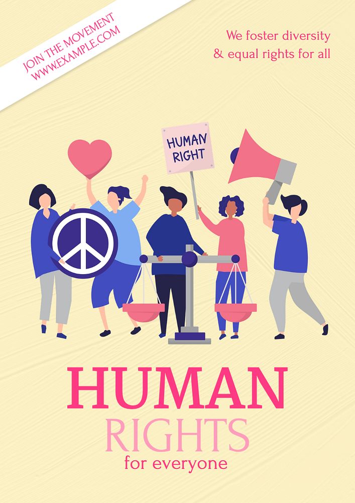 Human rights  poster template, editable text and design