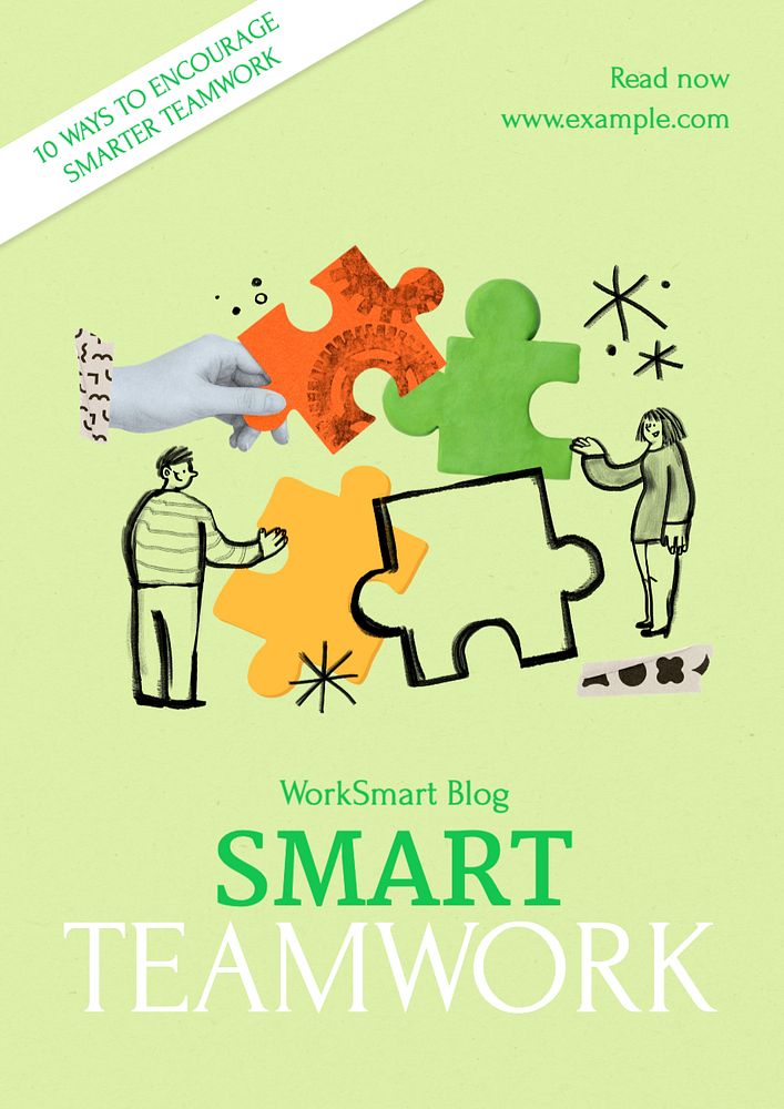 Smart teamwork  poster template, editable text and design