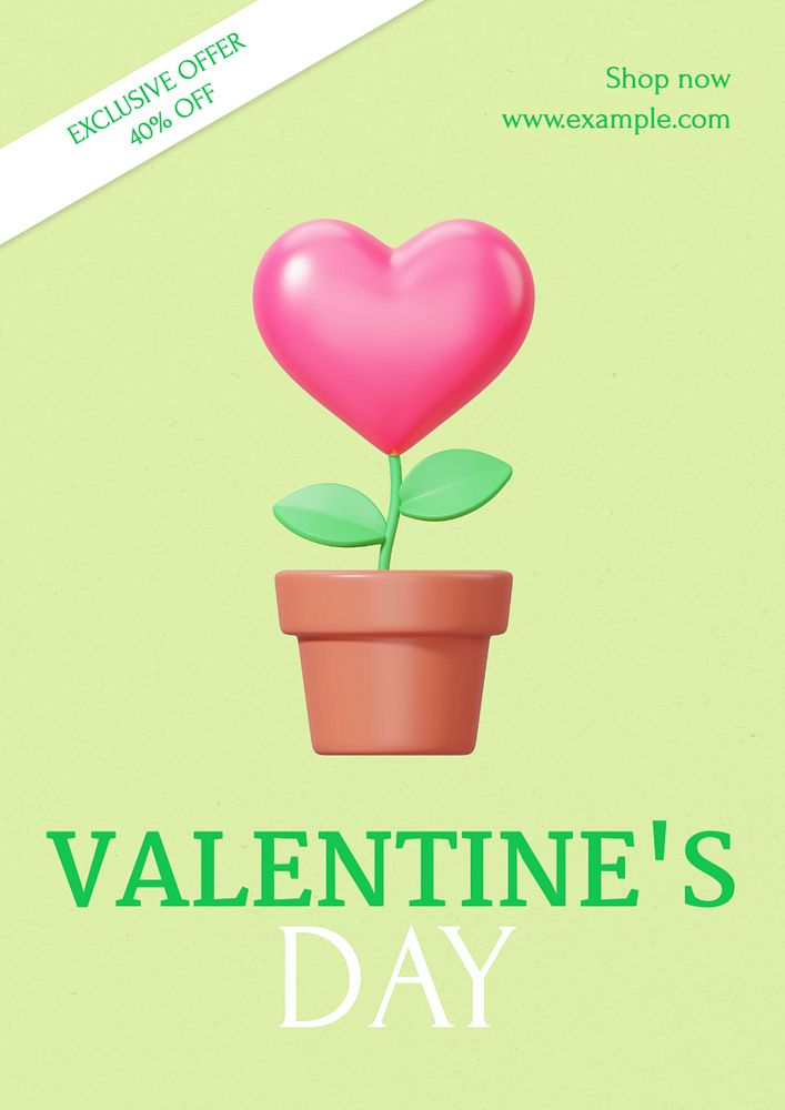 Valentine's day sale  poster template, editable text and design