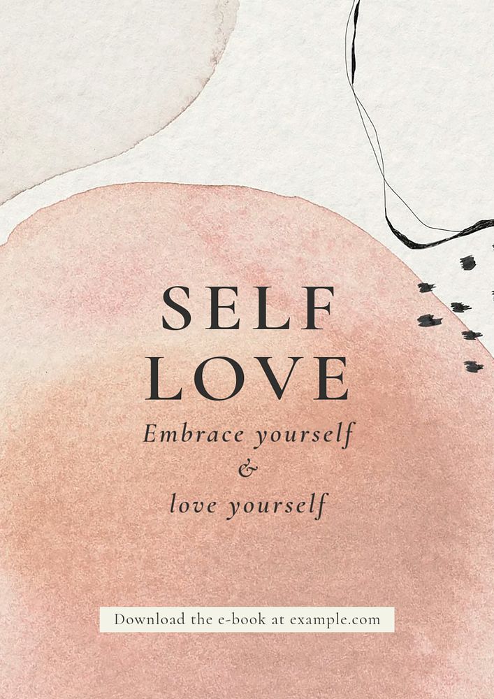 Self love ebook  poster template, editable text and design