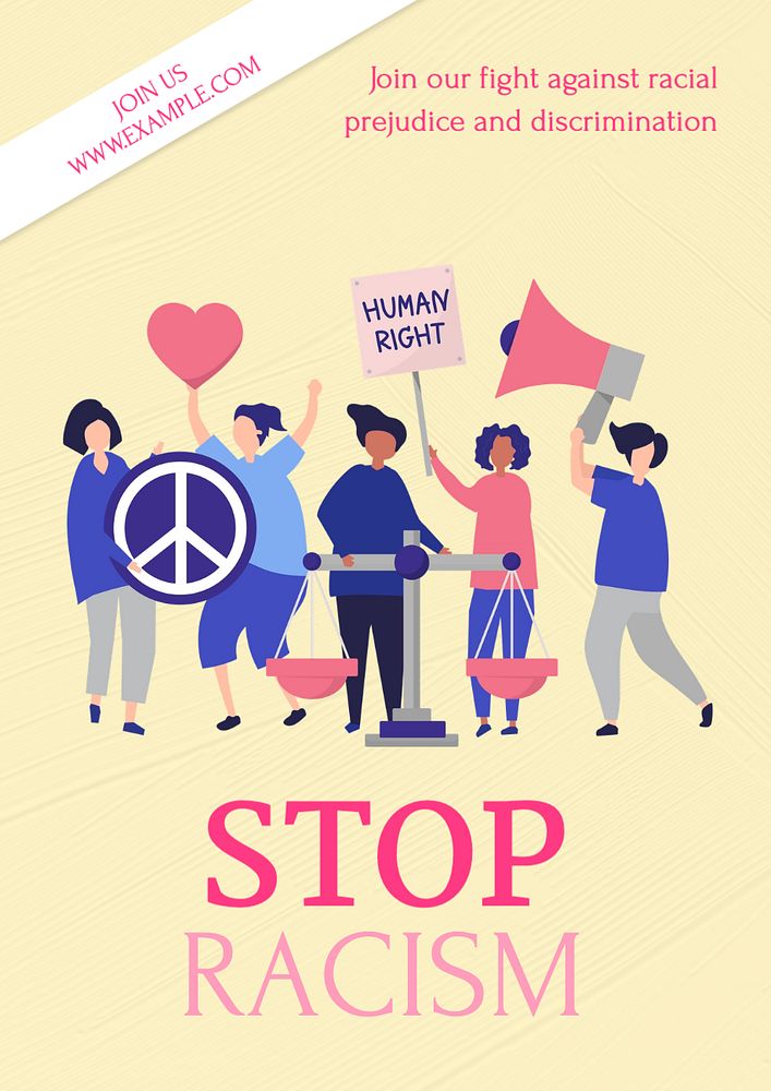 Stop racism  poster template, editable text and design