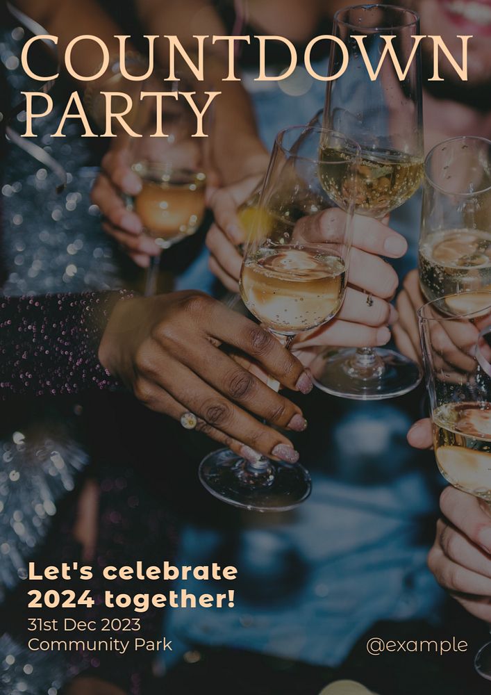 Countdown party  poster template, editable text and design