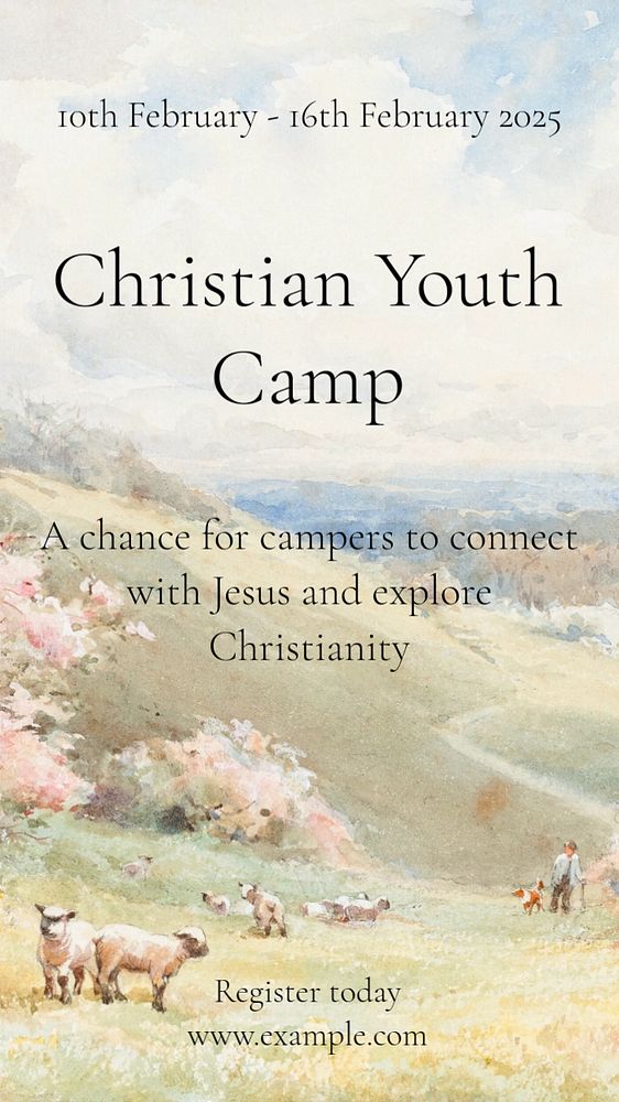 Christian youth camp Instagram story template, editable text