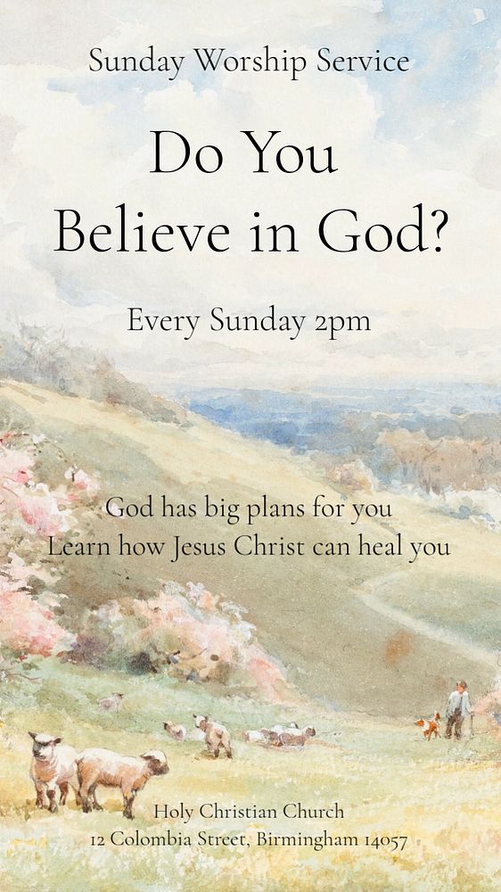 Believe in god Instagram story template, editable text