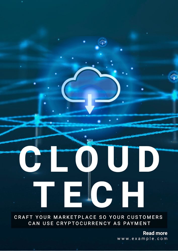 Cloud tech  poster template, editable text and design