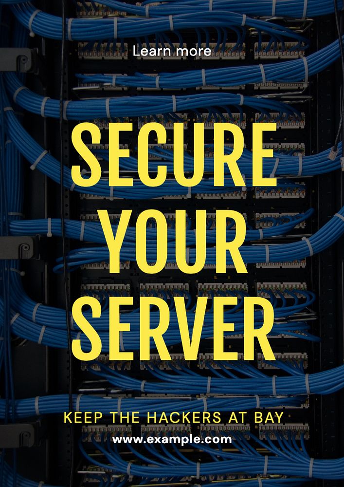 Internet server security poster template, editable text and design