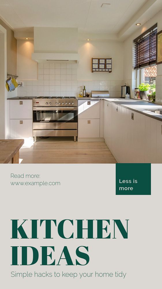 Kitchen interior  Instagram story template, editable text