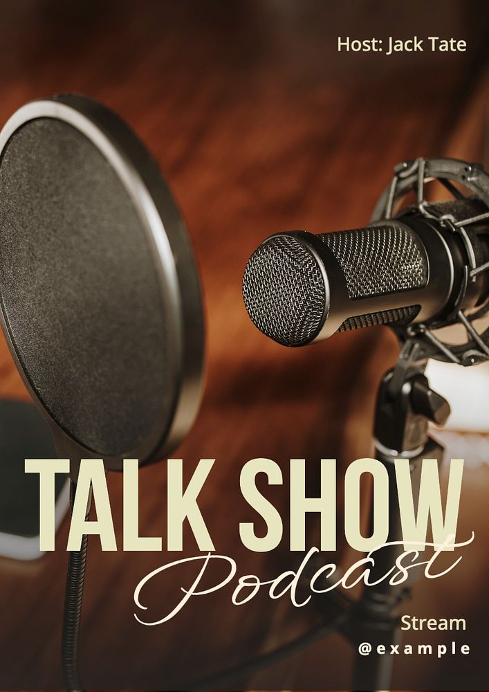 Talk show podcast  poster template, editable text and design