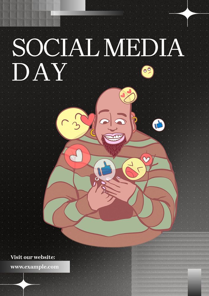 Social media day  poster template, editable text and design